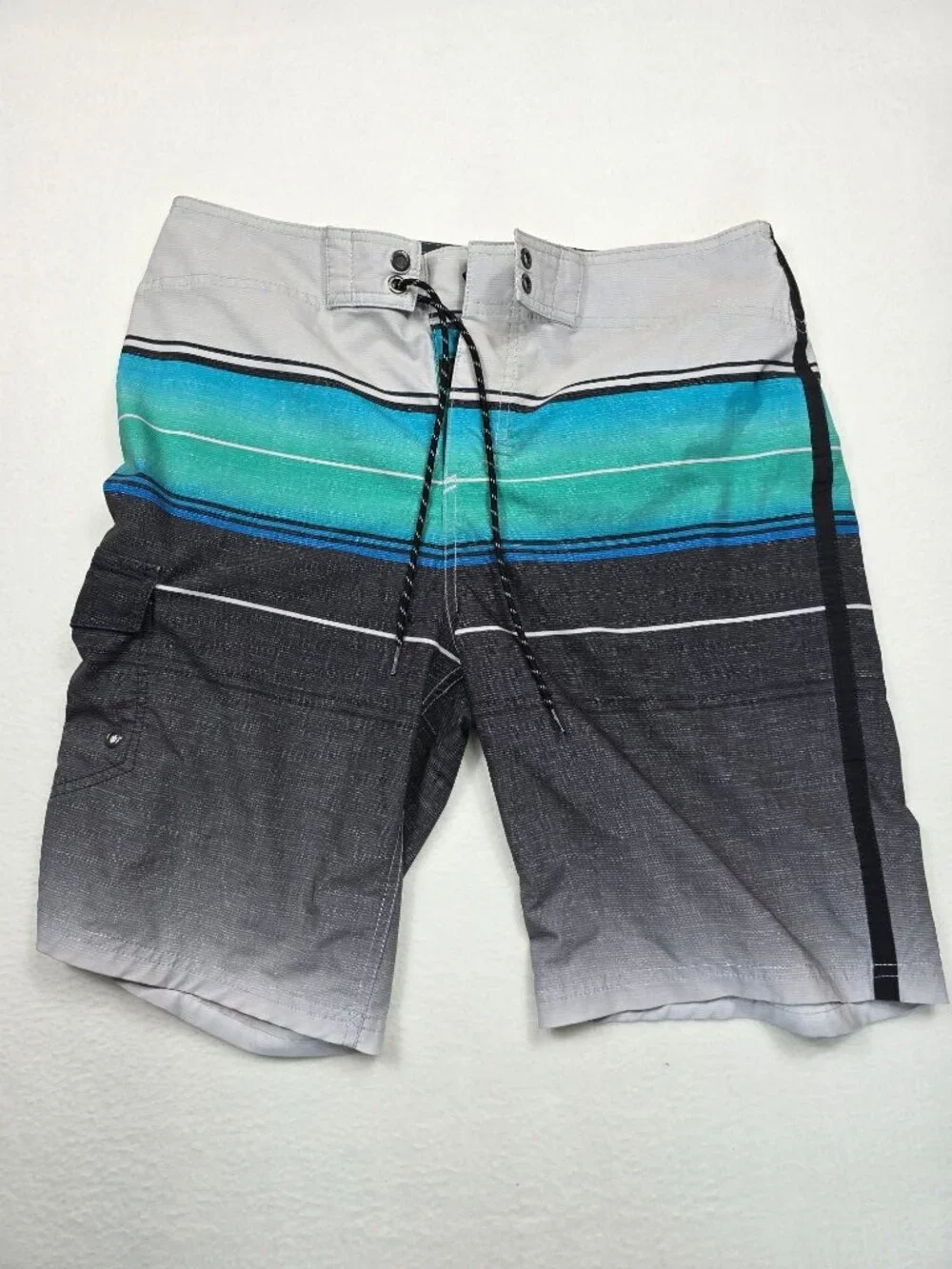 Goodfellow & Co Mens 33 Striped Swim Shorts Trunks Cargo Pocket